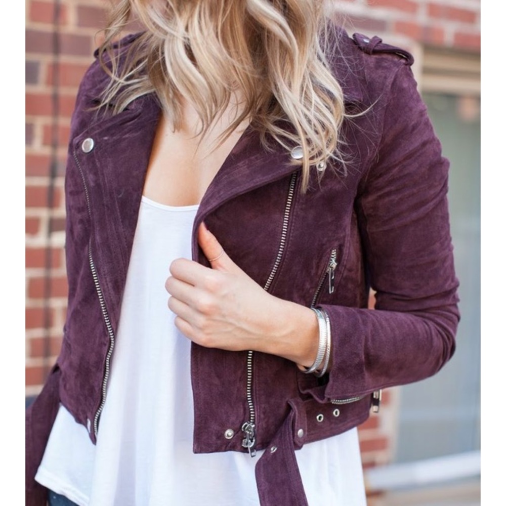 Blank NYC Maroon Suede Moto Jacket